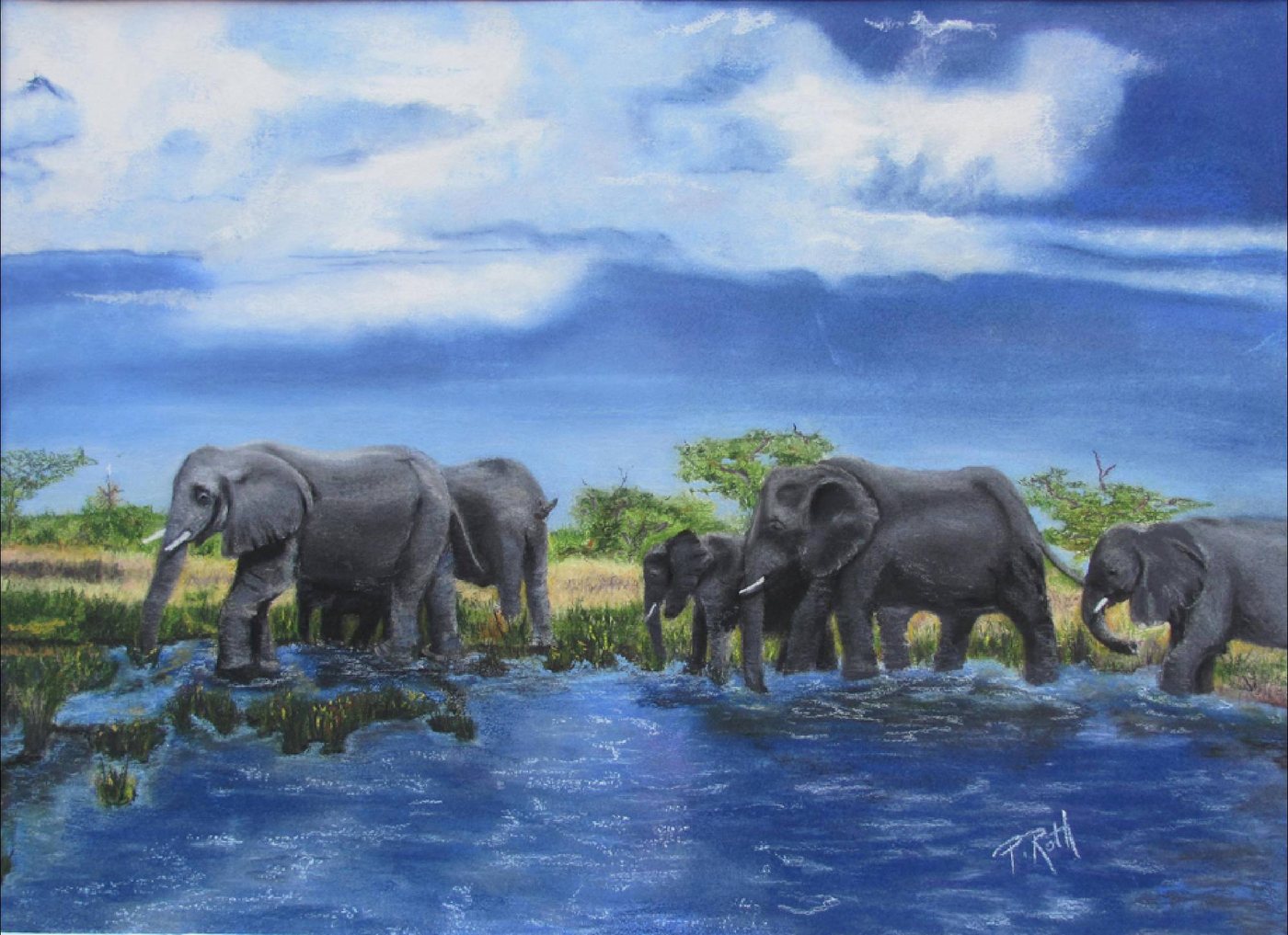 Elephants, painting by Patricia Roth