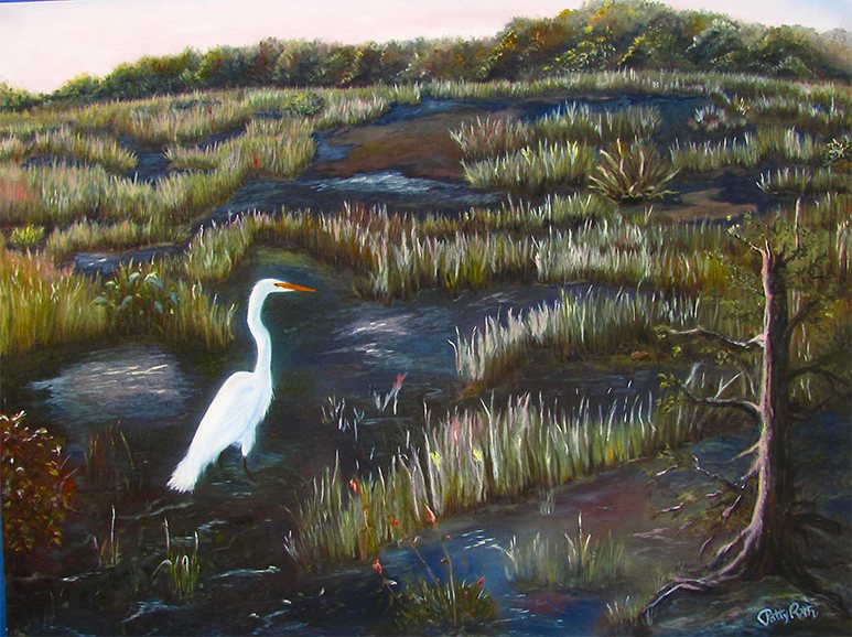 Everglades Swamp Egret, painting by Patricia Roth