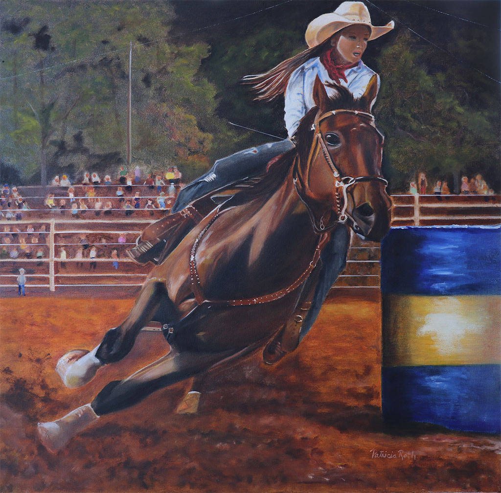 Barrel Racing, painting by Patricia Roth