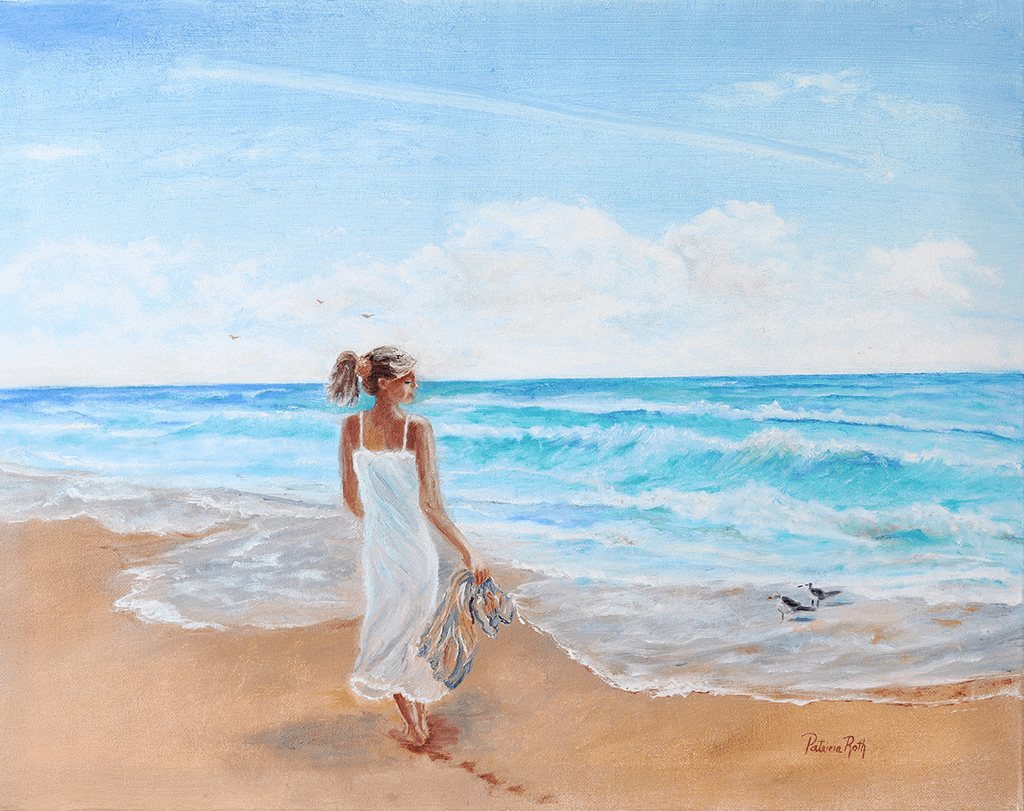 Girl on the Beach, painting by Patricia Roth