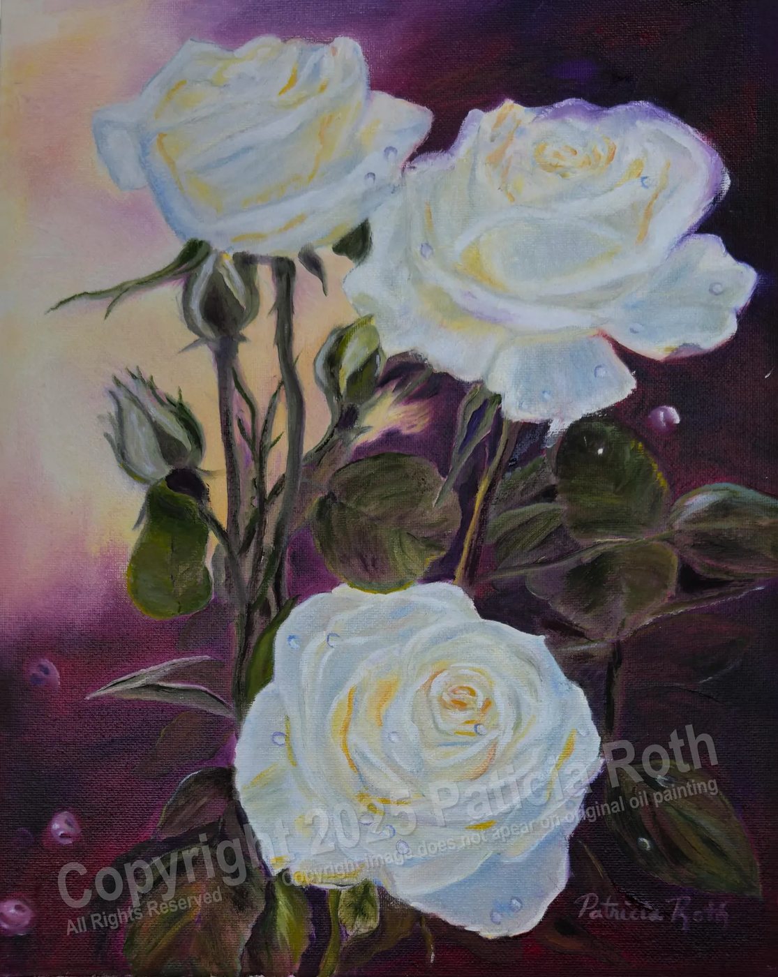 White Roses, painting by Patricia Roth