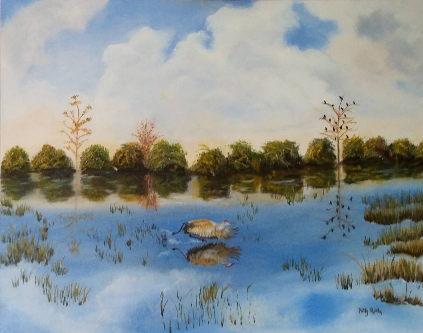 Sandhill Crane, painting by Patricia Roth