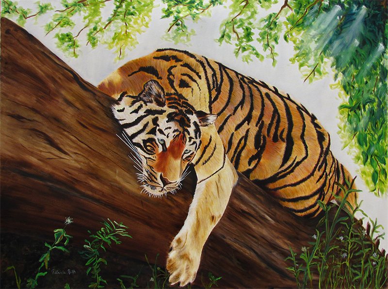 Tiger in the Tree, painting by Patricia Roth